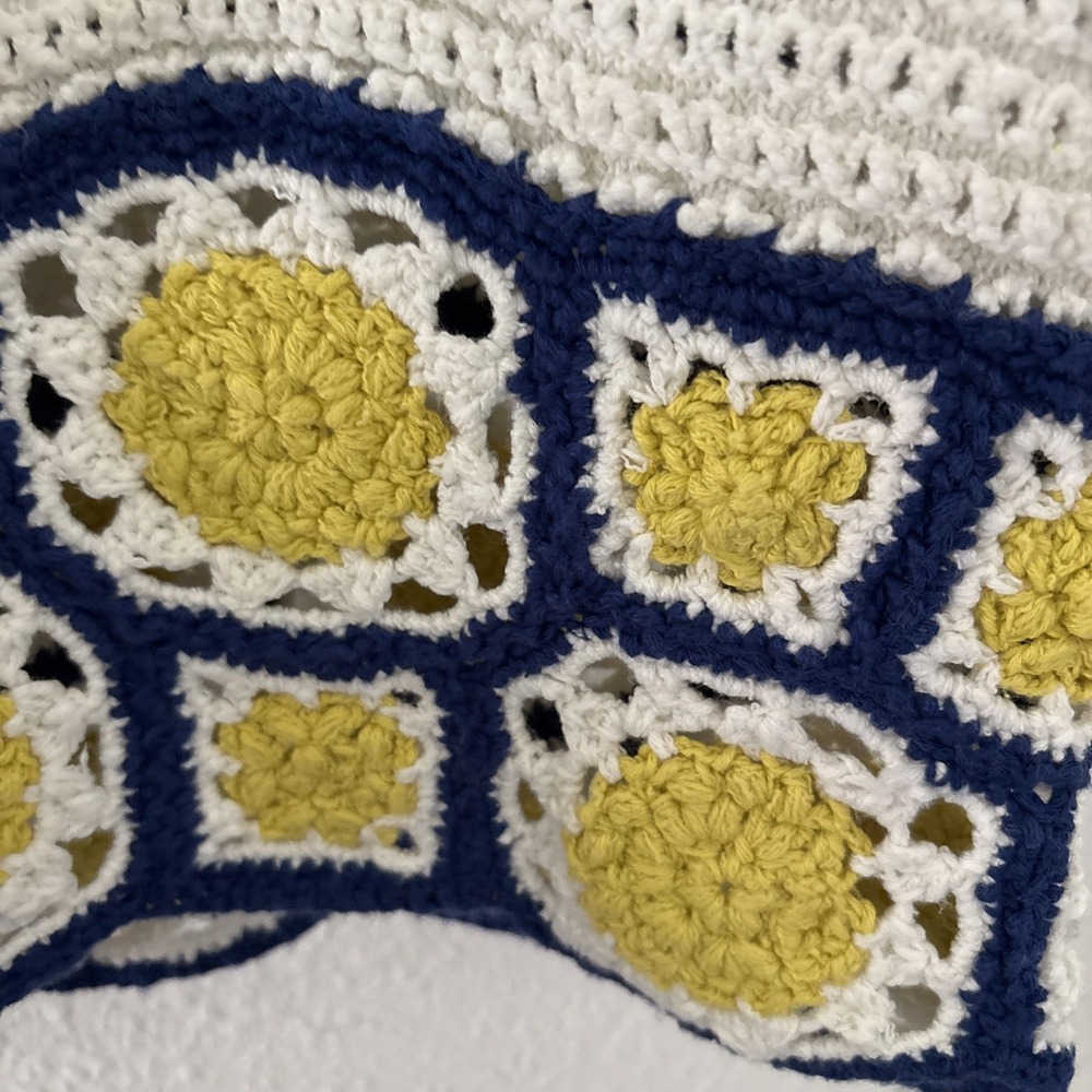 Maeve By Anthropologie Crochet Hem Sweater V Neck Tank Granny Square Boho XL - Picture 2 of 12